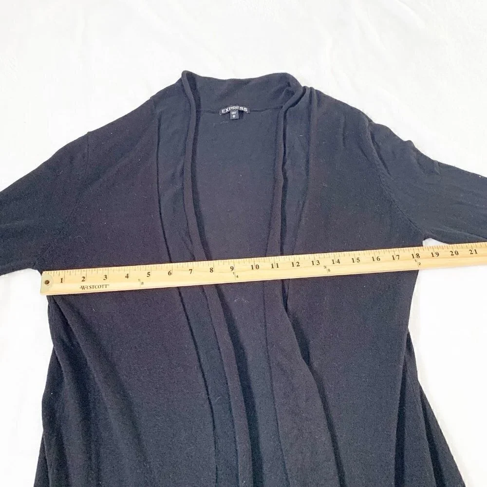 Express Black Wool Blend Open Front Draped Cardigan Sweater‎ Medium